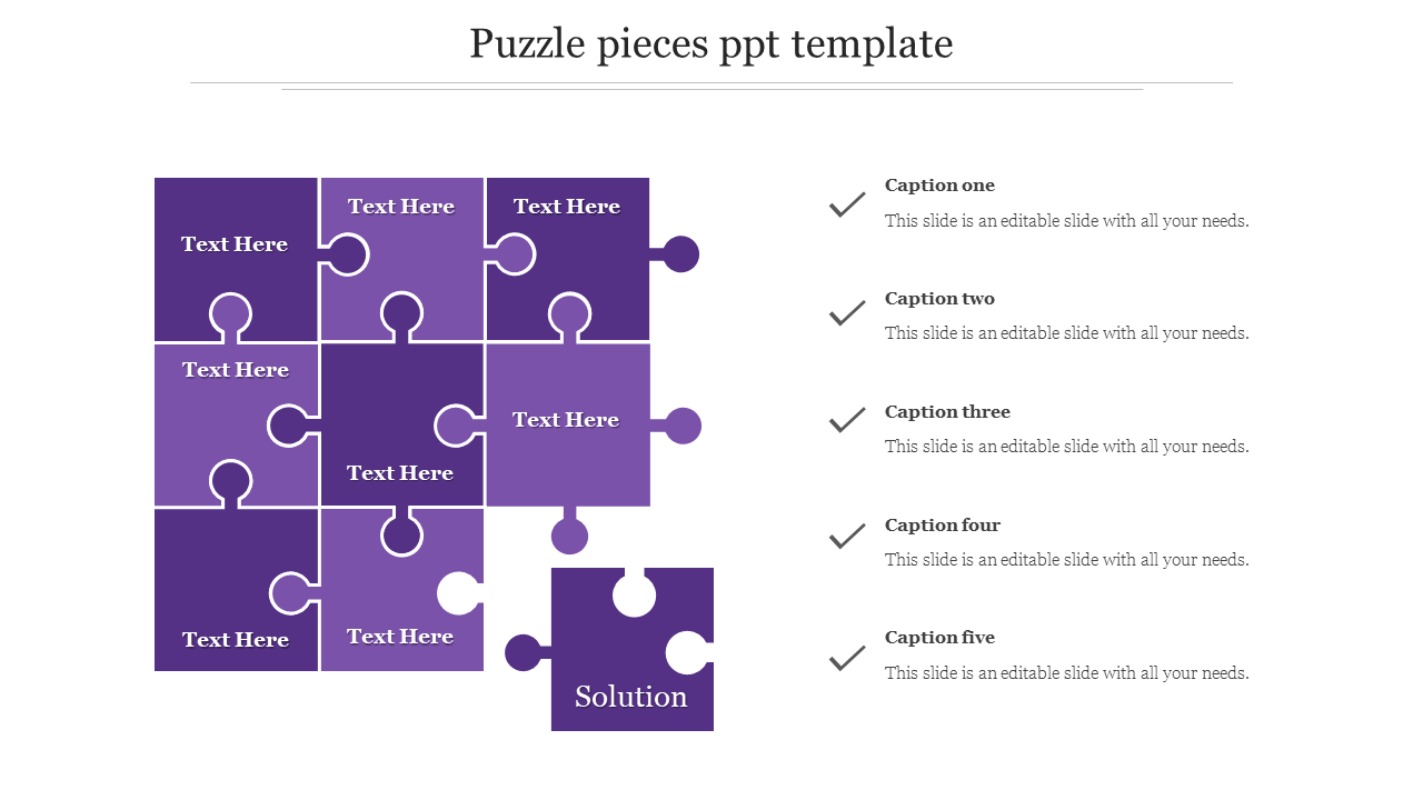 puzzle pieces ppt template-Purple